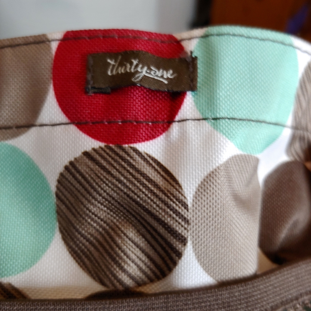 Thirty One Rectangular Spotted Open Tote Euc - image 7